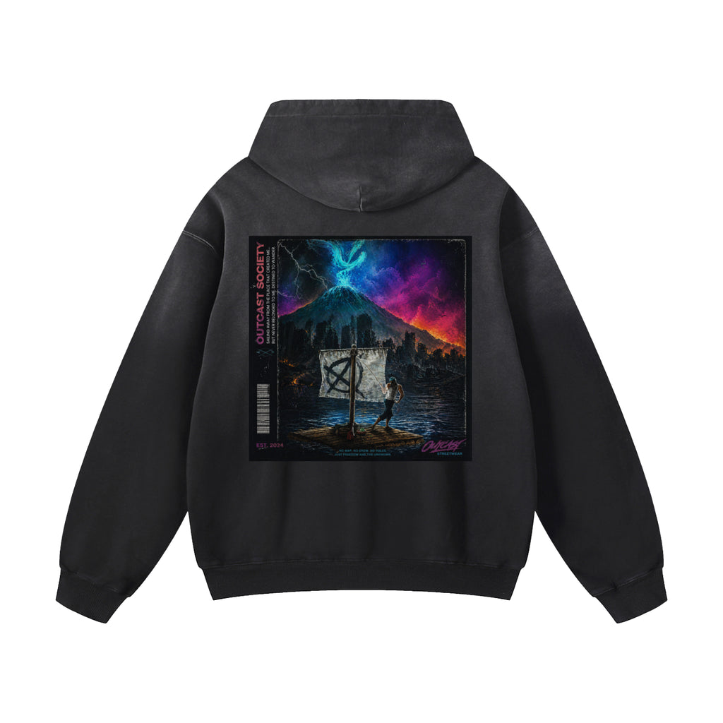 "Outcast Society" Heavyweight Sunfade Oversized Hoodie