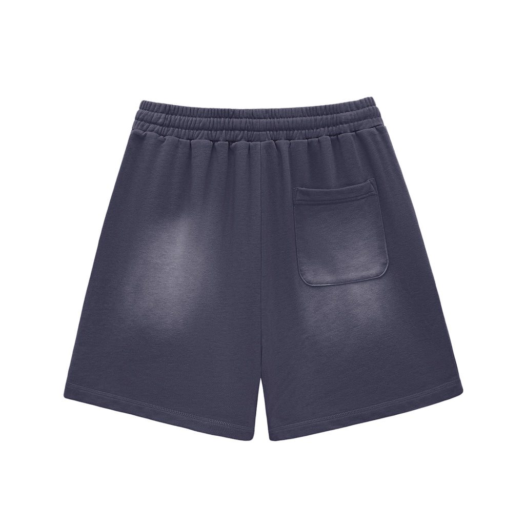 "Outcast Society" Sun Fade Raw Edge Cotton Shorts