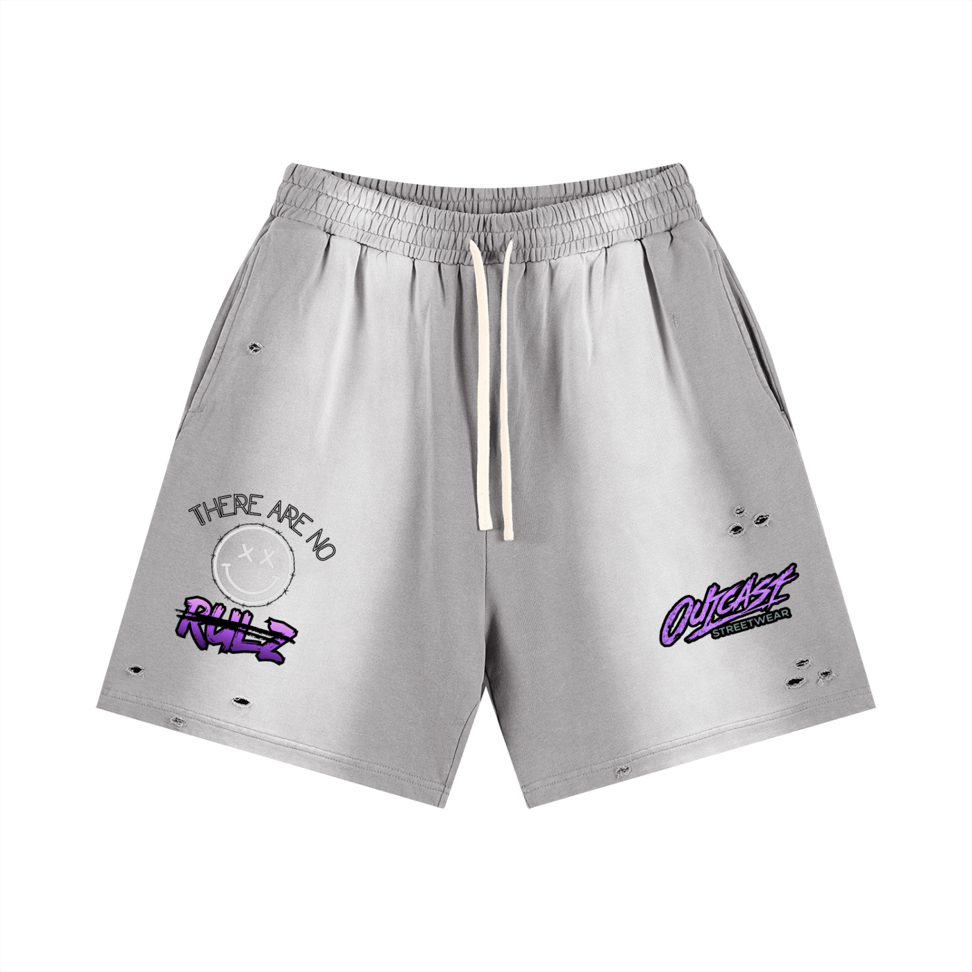 "Outcast Society" Sun Fade Distressed Shorts (Pink)