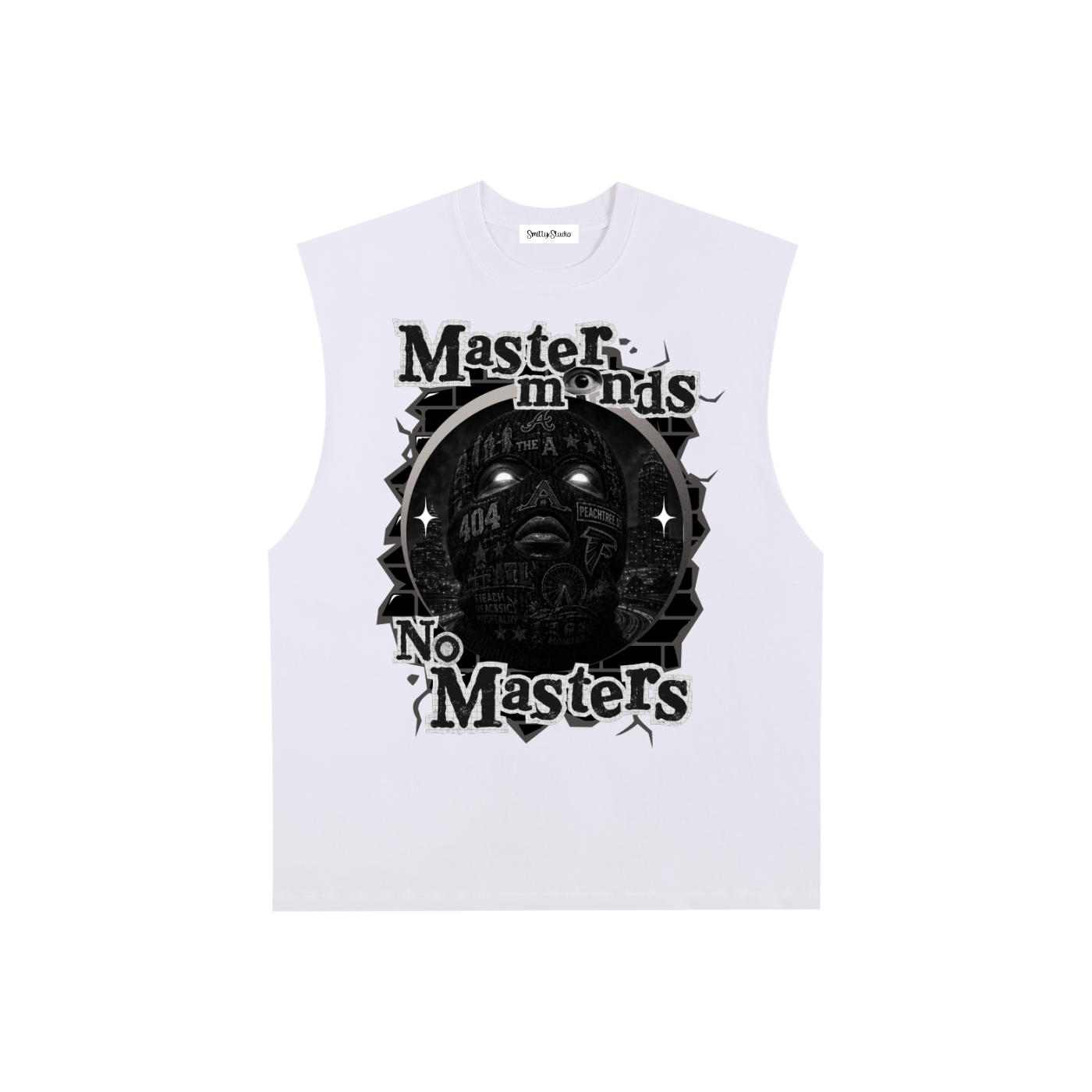 Atlanta "Masterminds" Raw Edge Cotton Tank Top (Black Print)