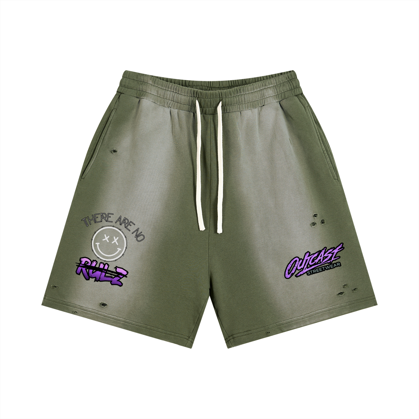 "Outcast Society" Sun Fade Distressed Shorts (Pink)
