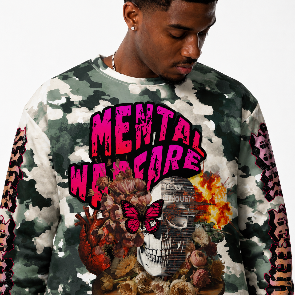 Mental Warfare camo (grey) cotton sweatshirt
