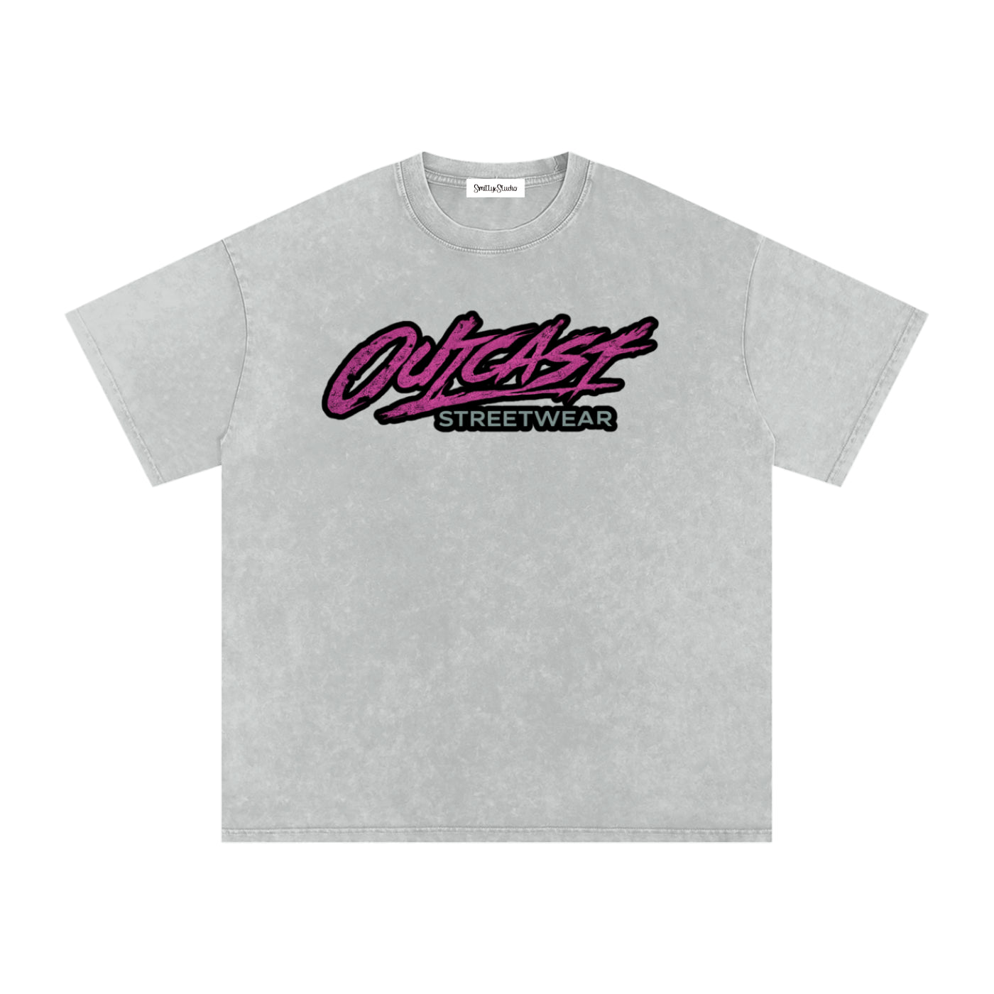"Outcast Society" Snow Washed Oversized Cotton T-Shirt