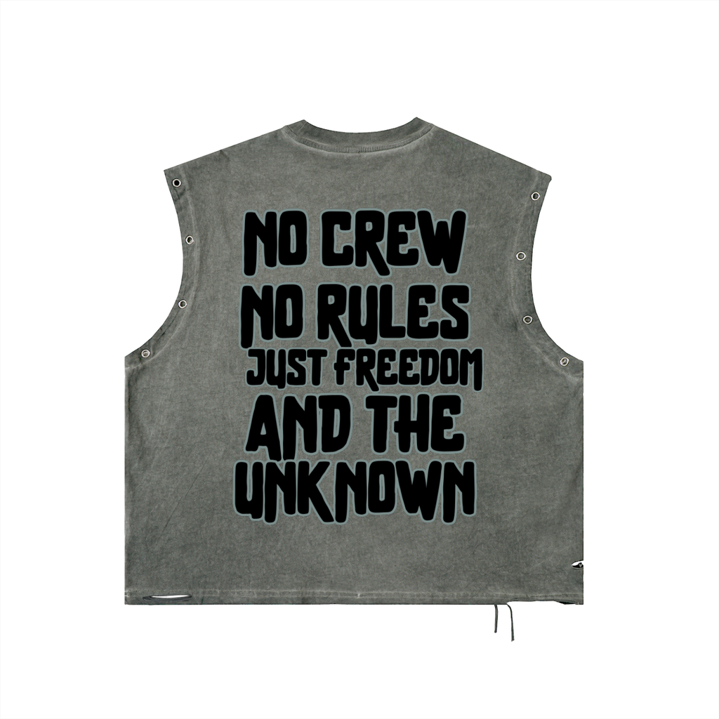 "Outcast Society" Distressed Grommet Eyelet Tank Top