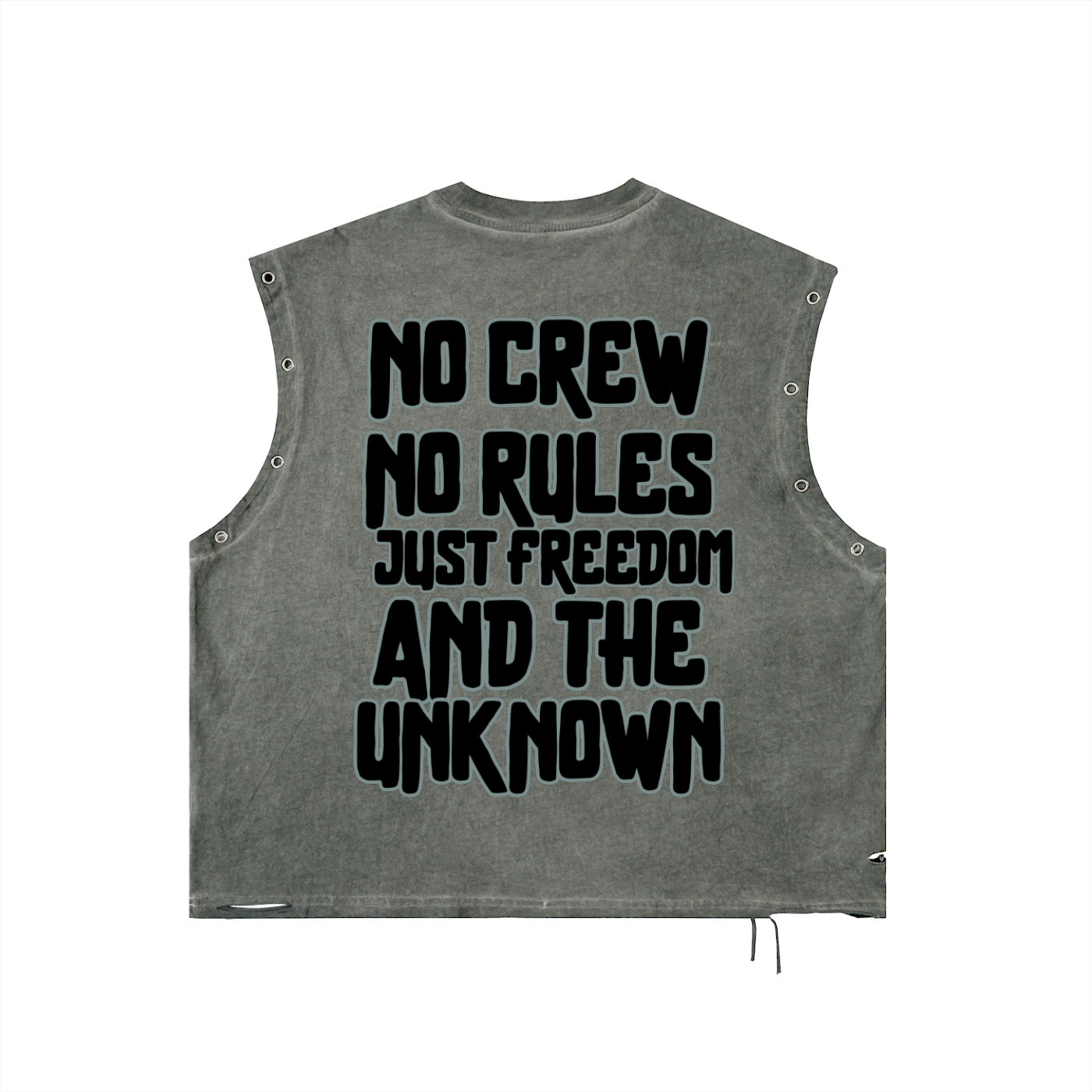 "Outcast Society" Distressed Grommet Eyelet Tank Top