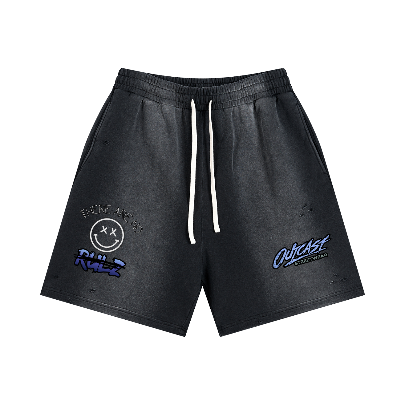 "Outcast Society" Sun Fade Distressed Shorts (Purple)