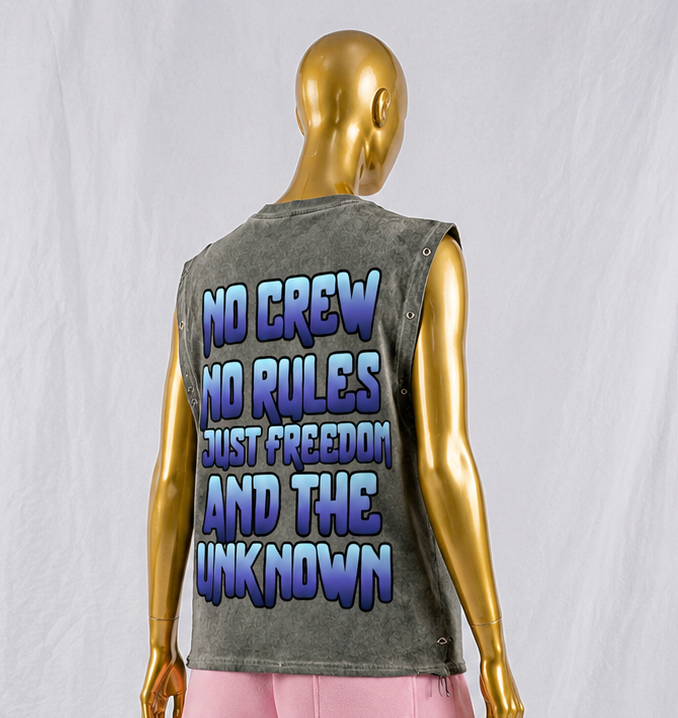 "Outcast Society" Distressed Grommet Eyelet Tank Top (Purple)