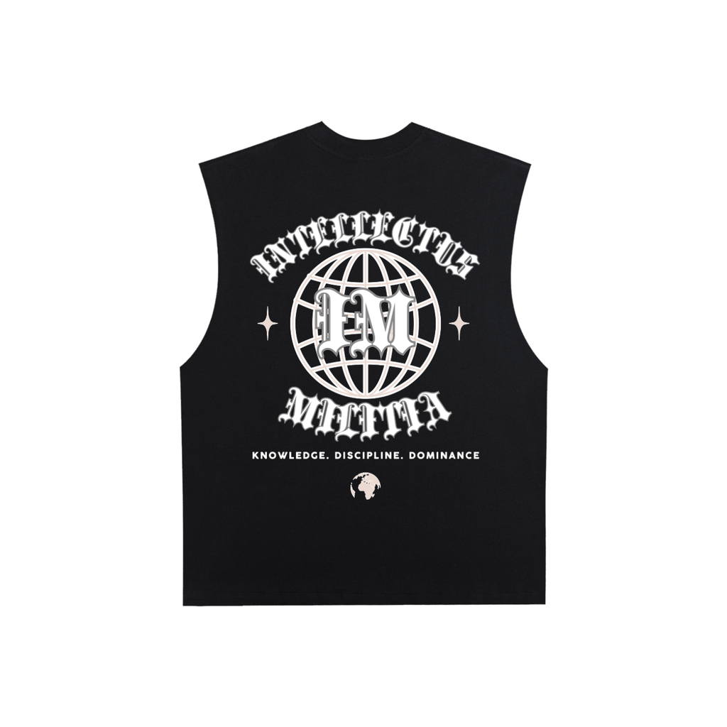 "Masterminds" Raw Edge Cotton Tank Top - White - (Baltimore)