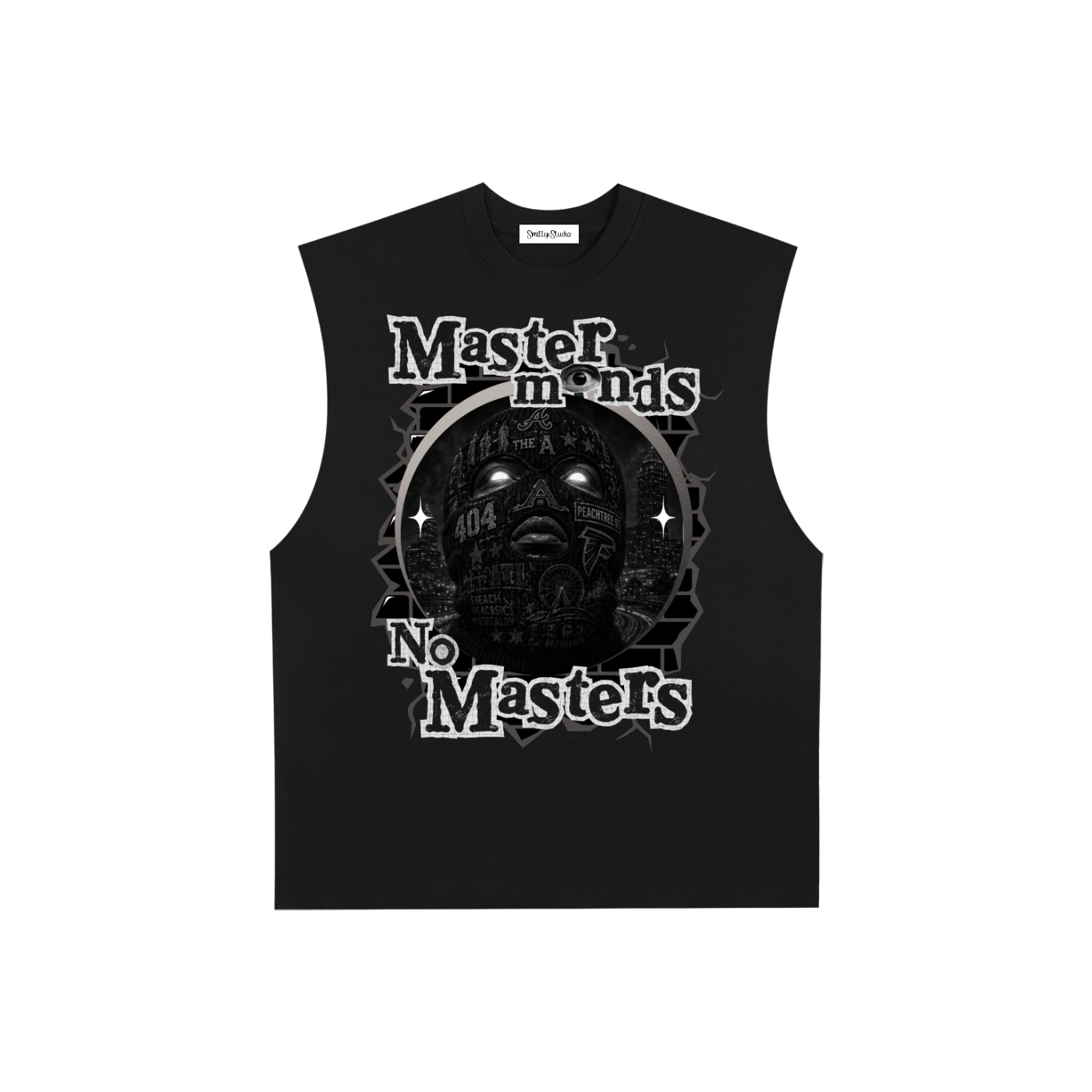 Atlanta "Masterminds" Raw Edge Cotton Tank Top (White Print)