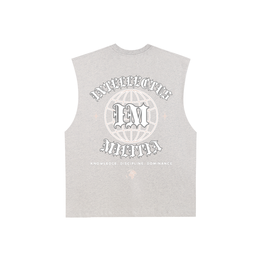 "Masterminds" Raw Edge Cotton Tank Top - White - (Baltimore)
