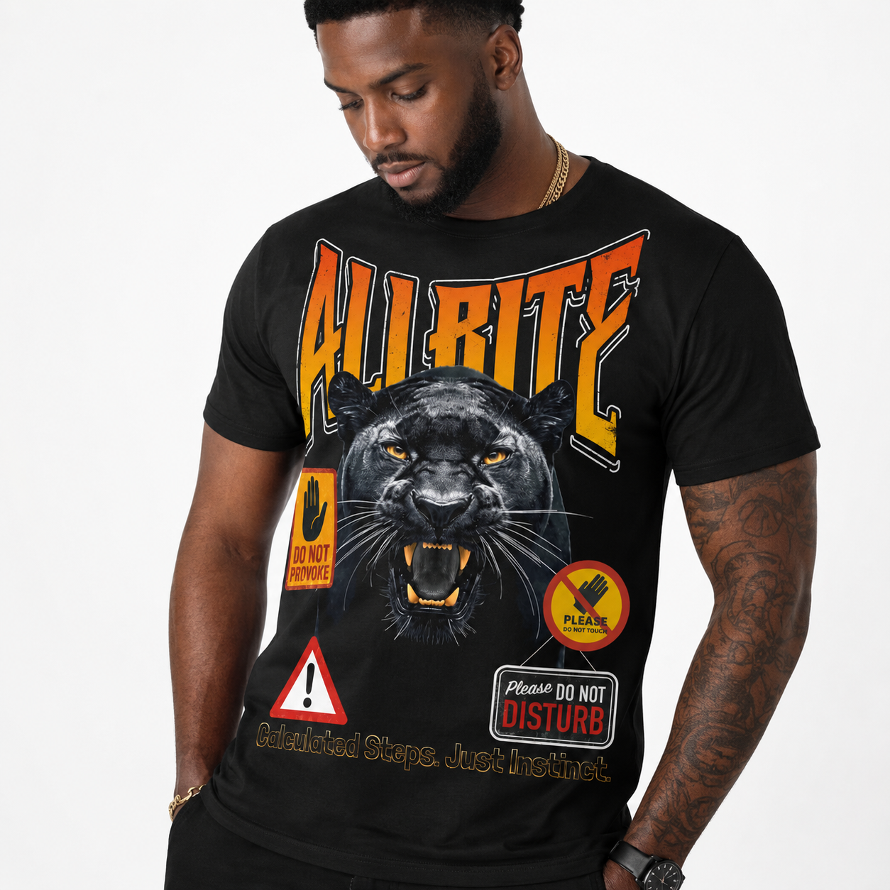 ALL BITE "Panther Instinct" cotton crew neck t-shirt