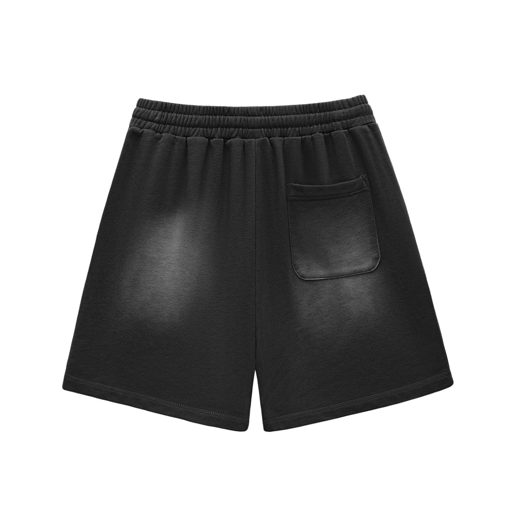 "Outcast Society" Sun Fade Raw Edge Cotton Shorts