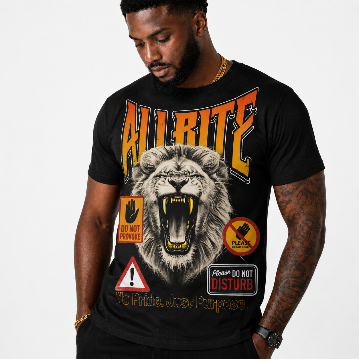 ALL BITE "Rebel Lion" cotton crew neck t-shirt