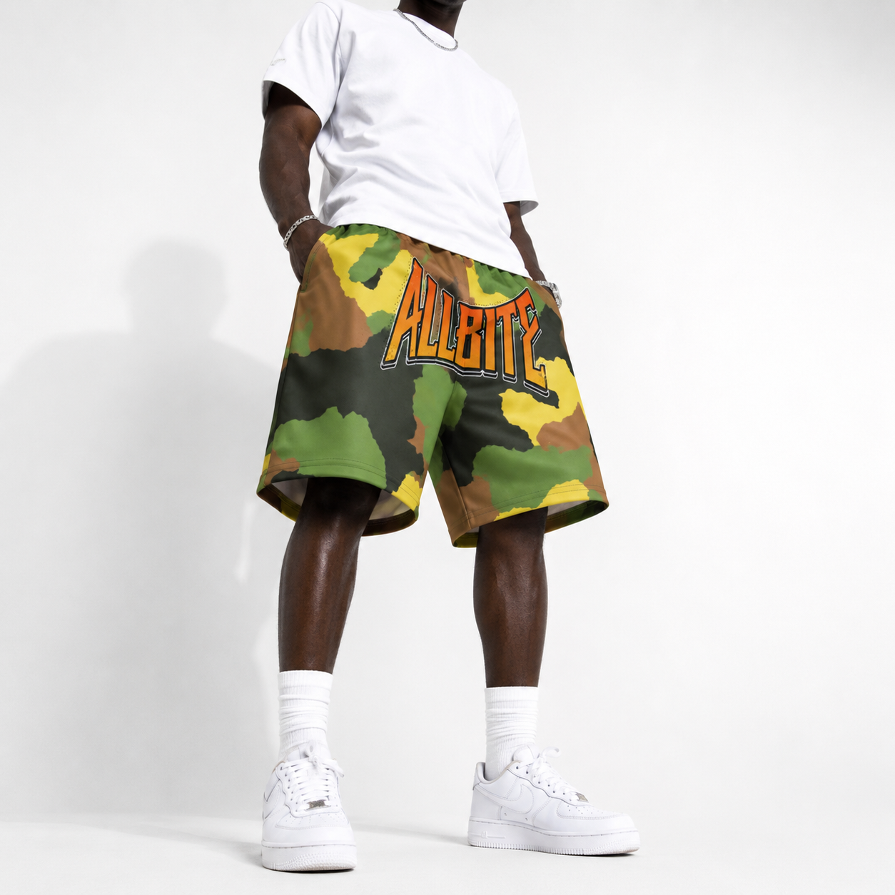 ALL BITE camo Unisex Athletic Long Shorts