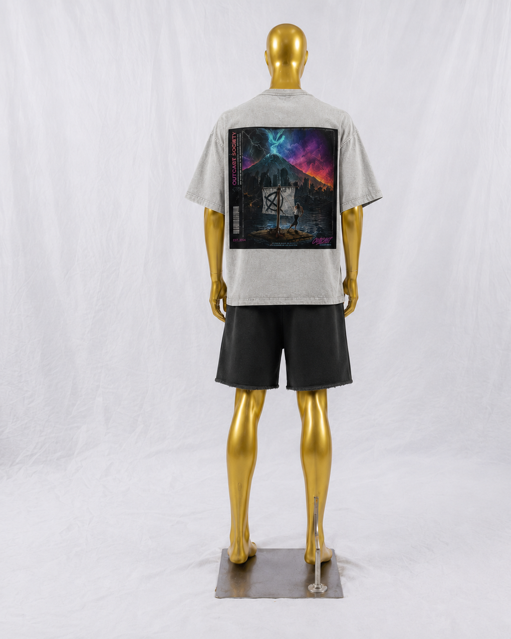 "Outcast Society" Snow Washed Oversized Cotton T-Shirt