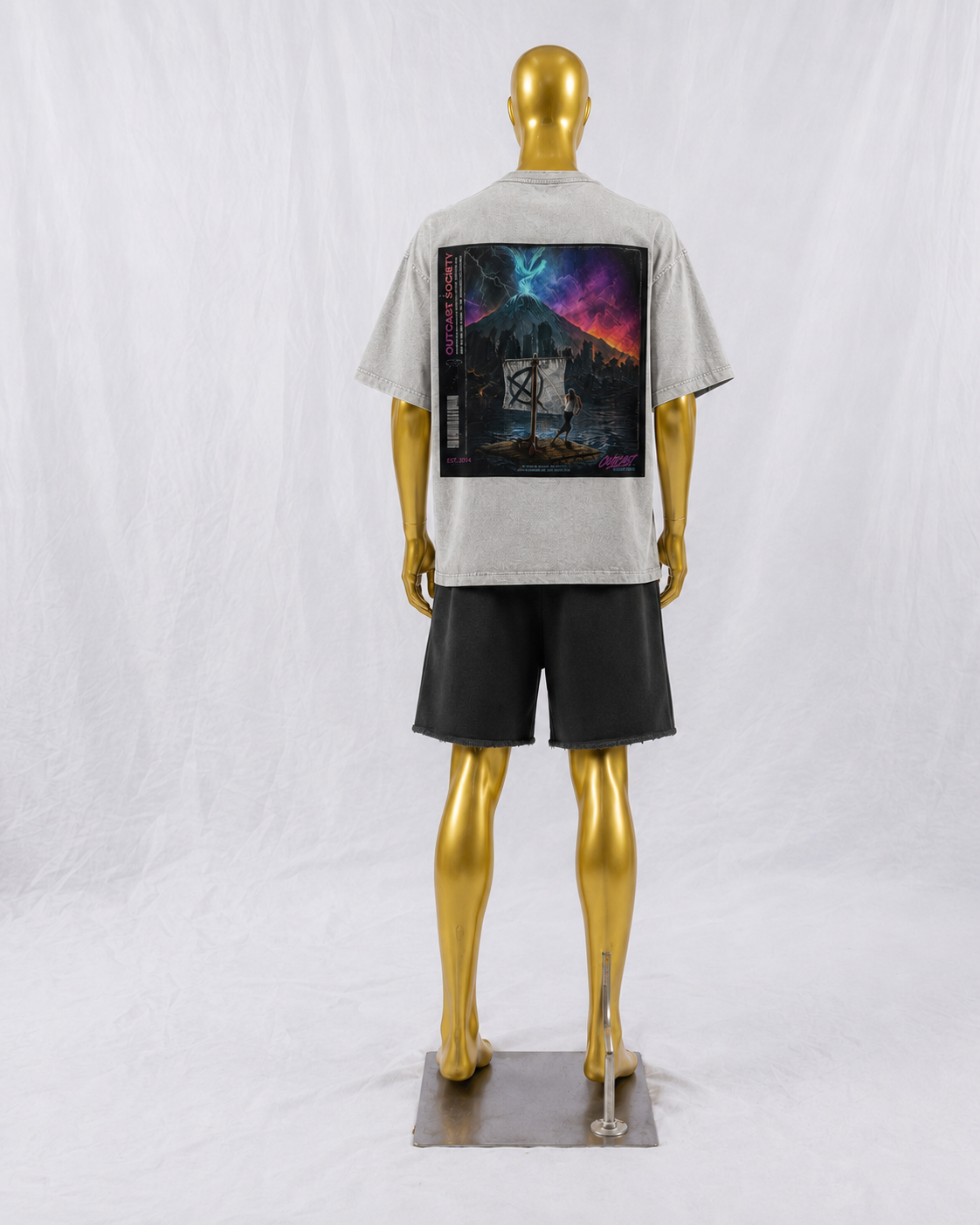 "Outcast Society" Snow Washed Oversized Cotton T-Shirt