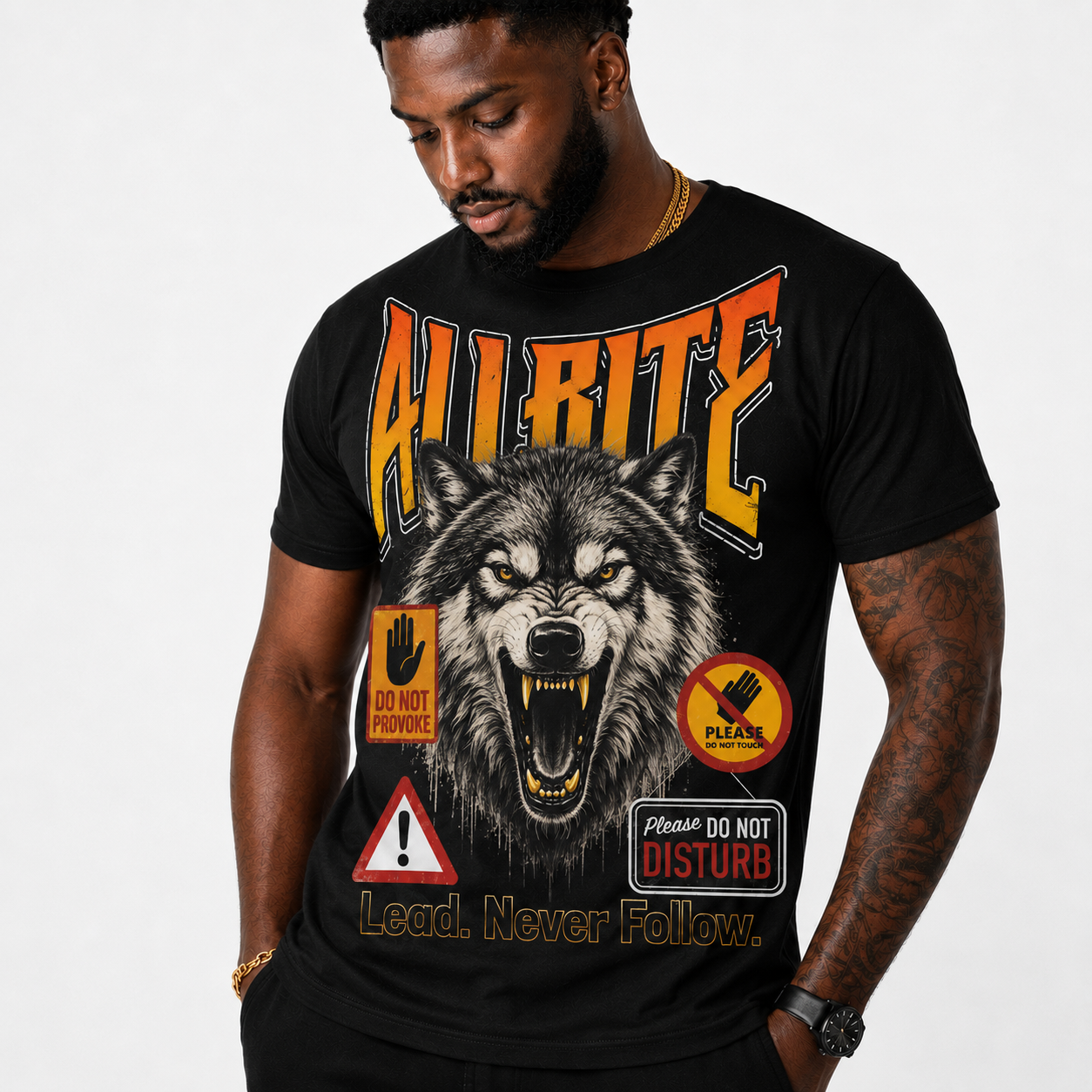 ALL BITE "Lone Wolf" cotton crew neck t-shirt