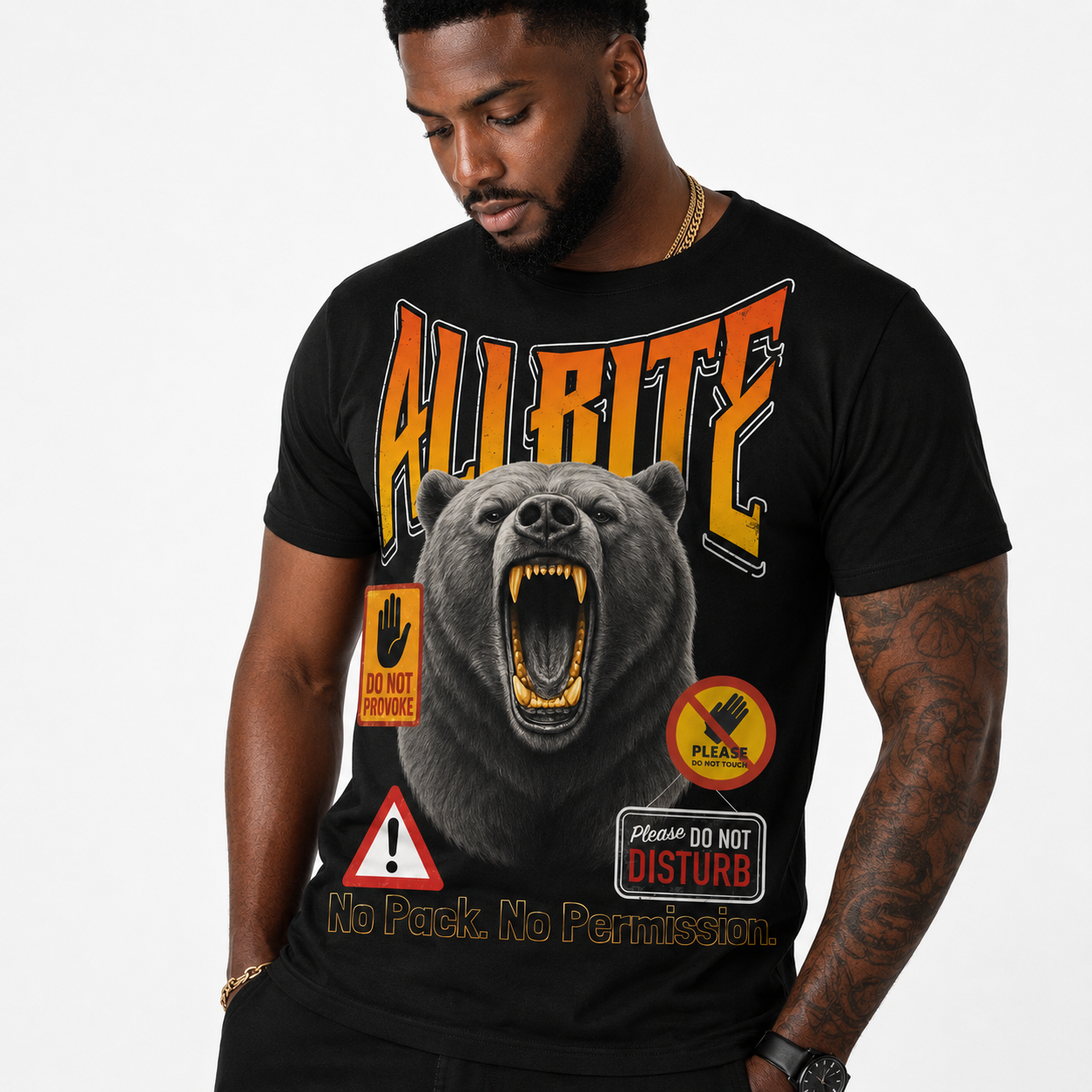 ALL BITE "Ironclad Bear" cotton crew neck t-shirt