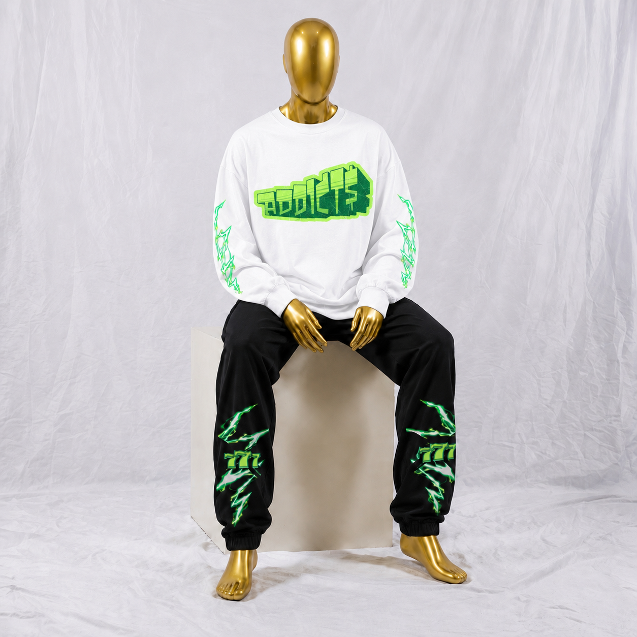 "Addict$" Oversized Long Sleeve T-Shirt