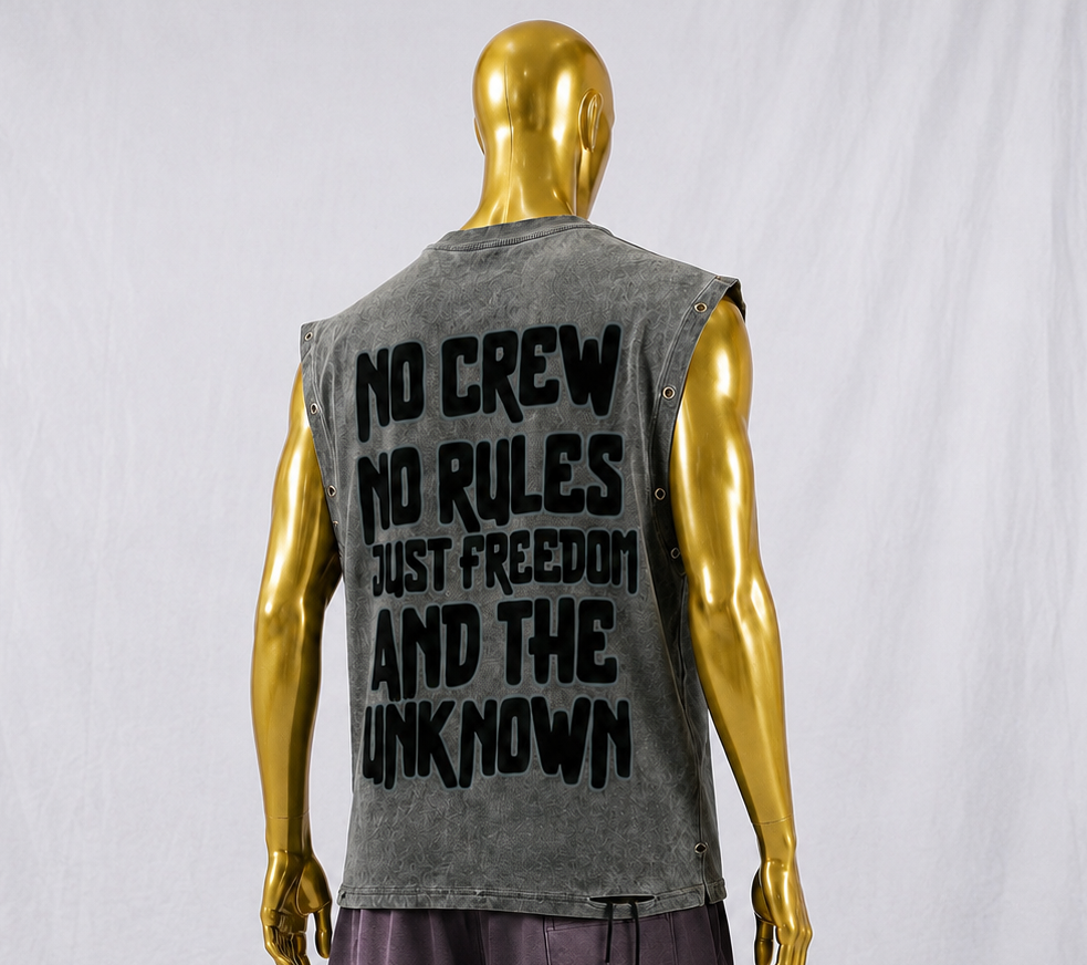 "Outcast Society" Distressed Grommet Eyelet Tank Top