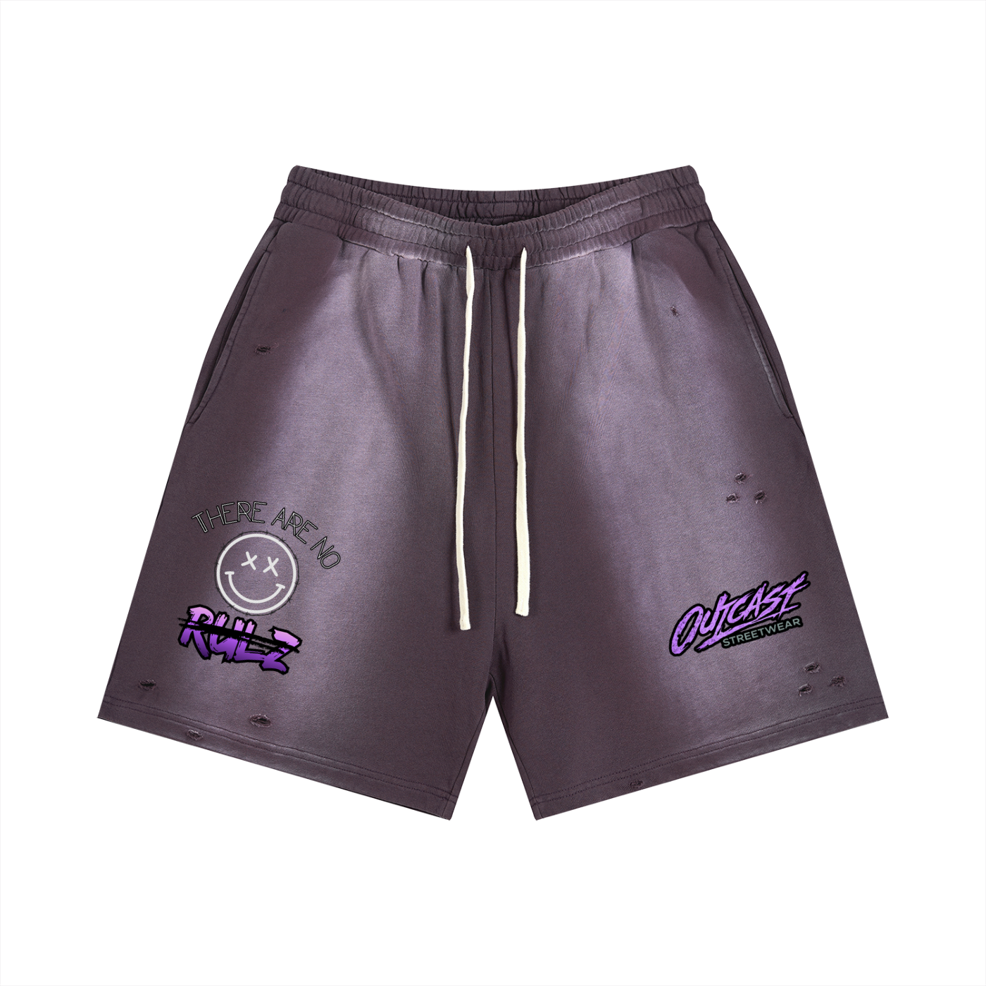 "Outcast Society" Sun Fade Distressed Shorts (Pink)