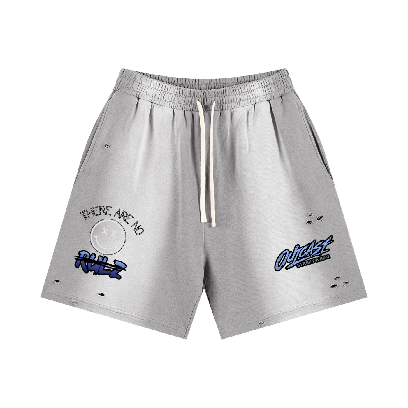 "Outcast Society" Sun Fade Distressed Shorts (Purple)