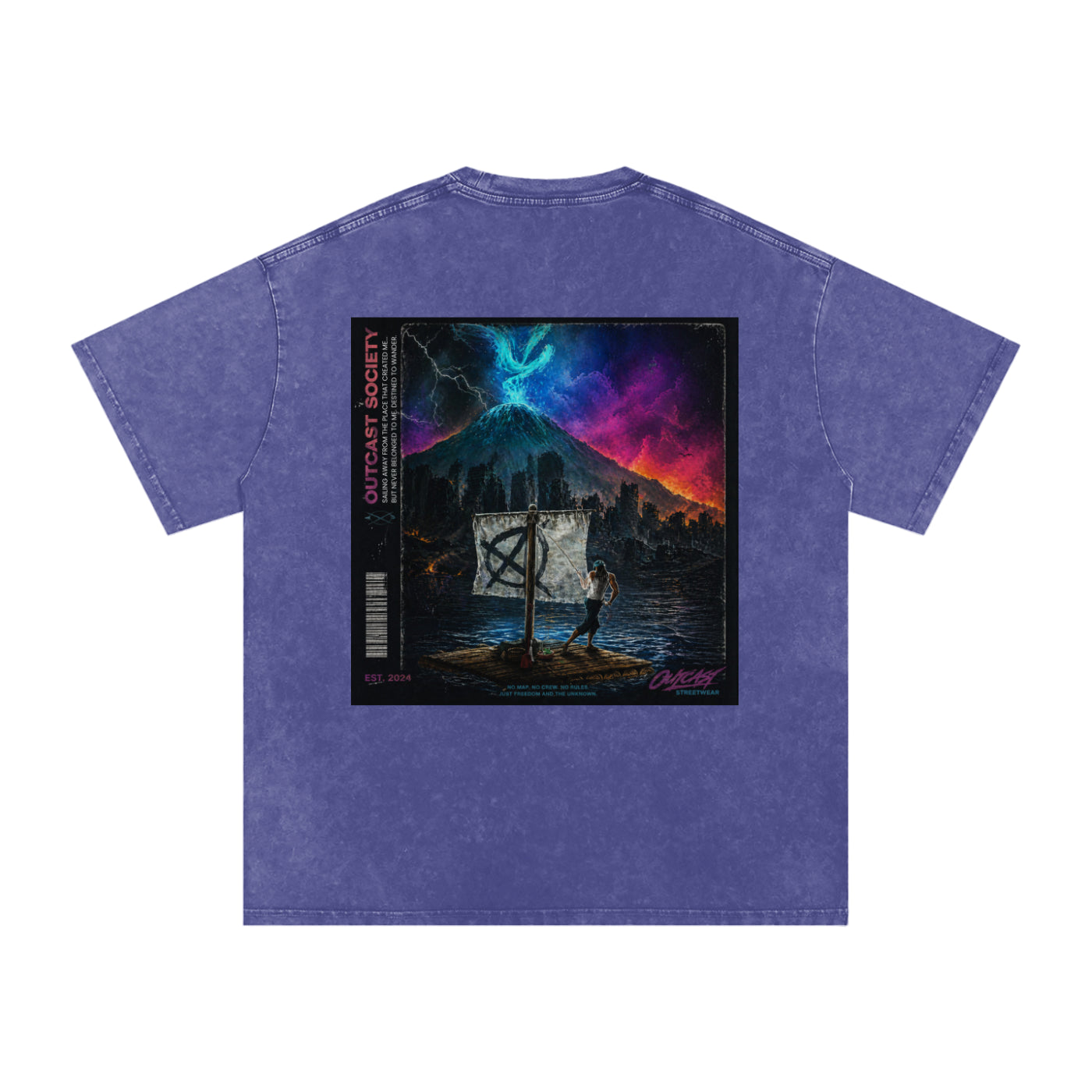 "Outcast Society" Snow Washed Oversized Cotton T-Shirt