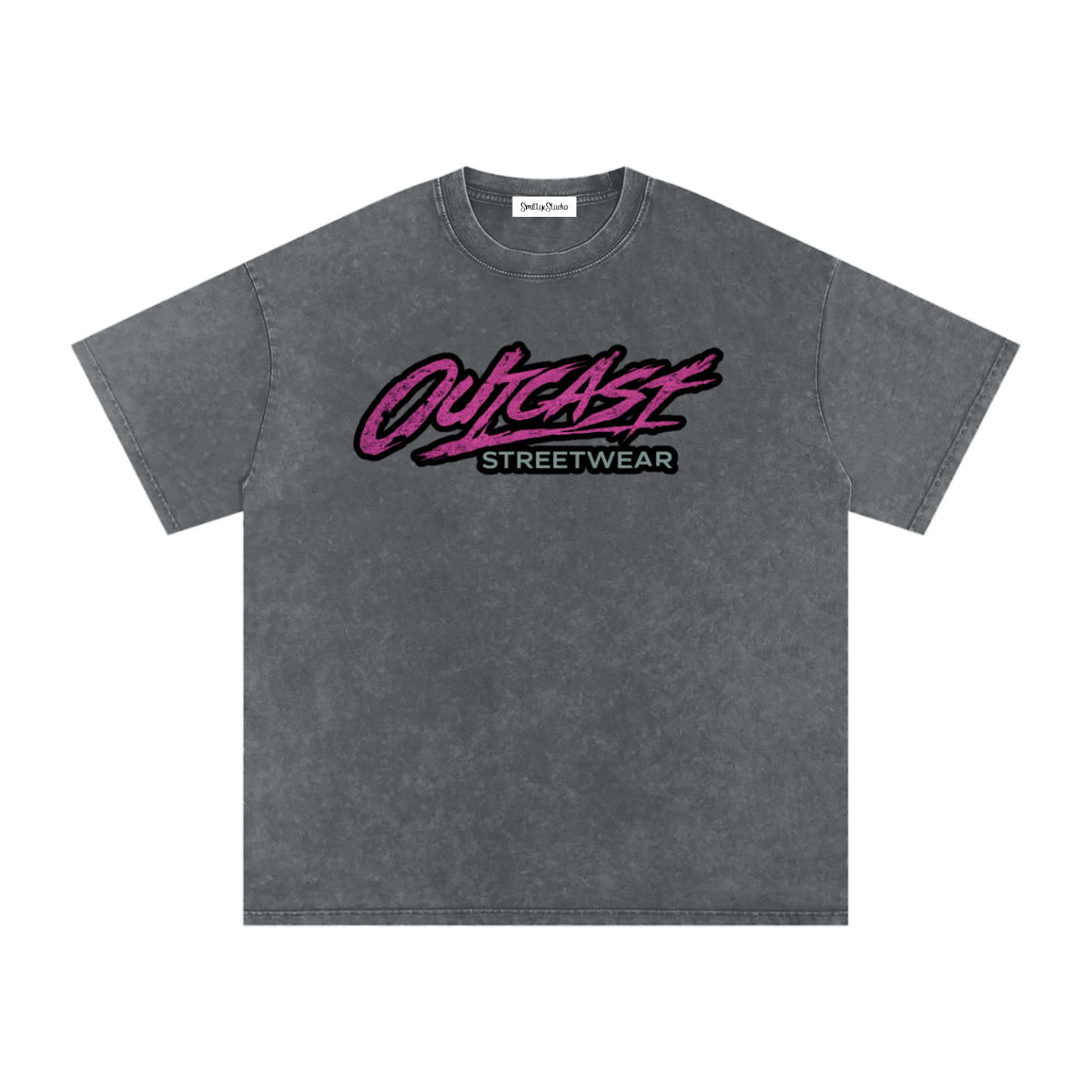 "Outcast Society" Snow Washed Oversized Cotton T-Shirt