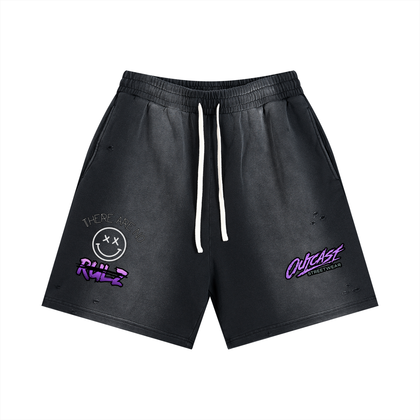 "Outcast Society" Sun Fade Distressed Shorts (Pink)