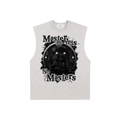 New York "Masterminds" Raw Edge Cotton Tank Top (White Print)