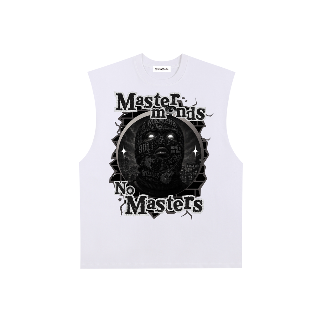 Memphis "Masterminds" Raw Edge Cotton Tank Top (Black Print)