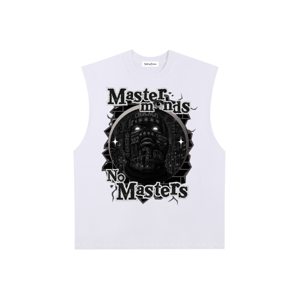 Chicago "Masterminds" Raw Edge Cotton Tank Top (Black Print)