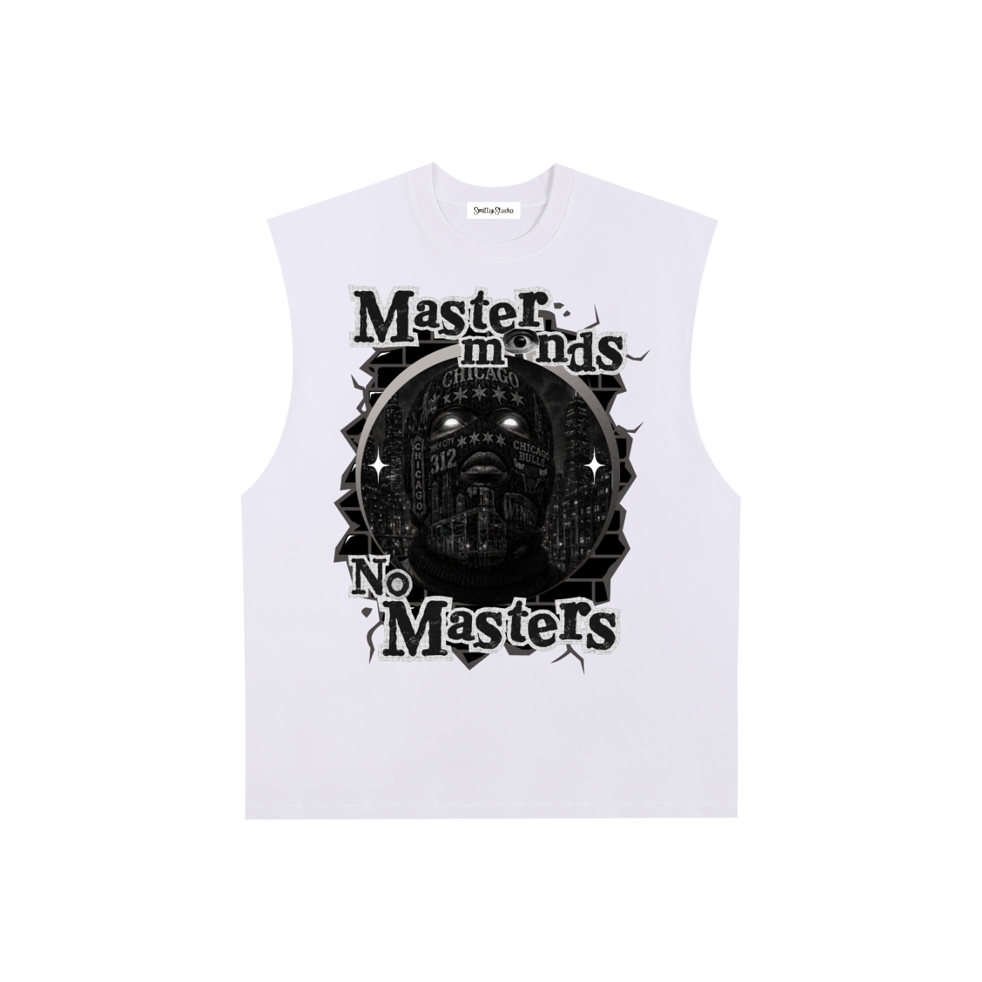 Chicago "Masterminds" Raw Edge Cotton Tank Top (Black Print)