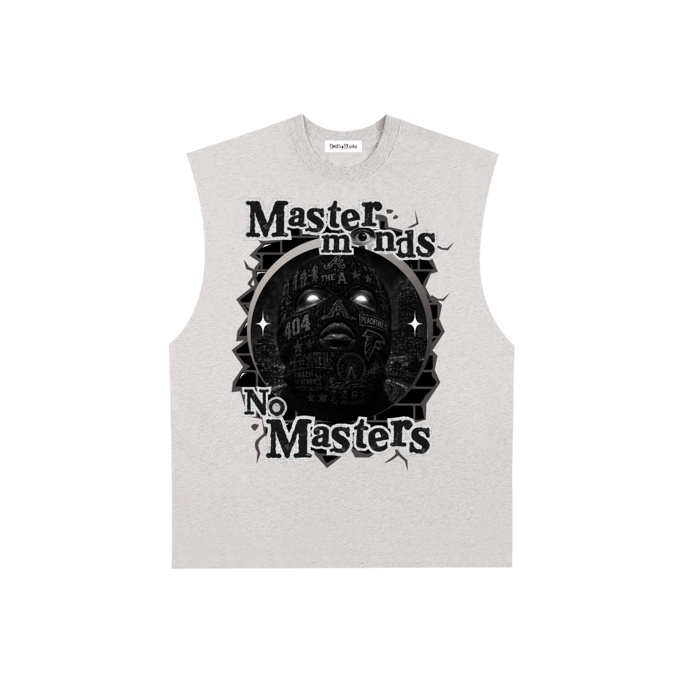 Atlanta "Masterminds" Raw Edge Cotton Tank Top (White Print)