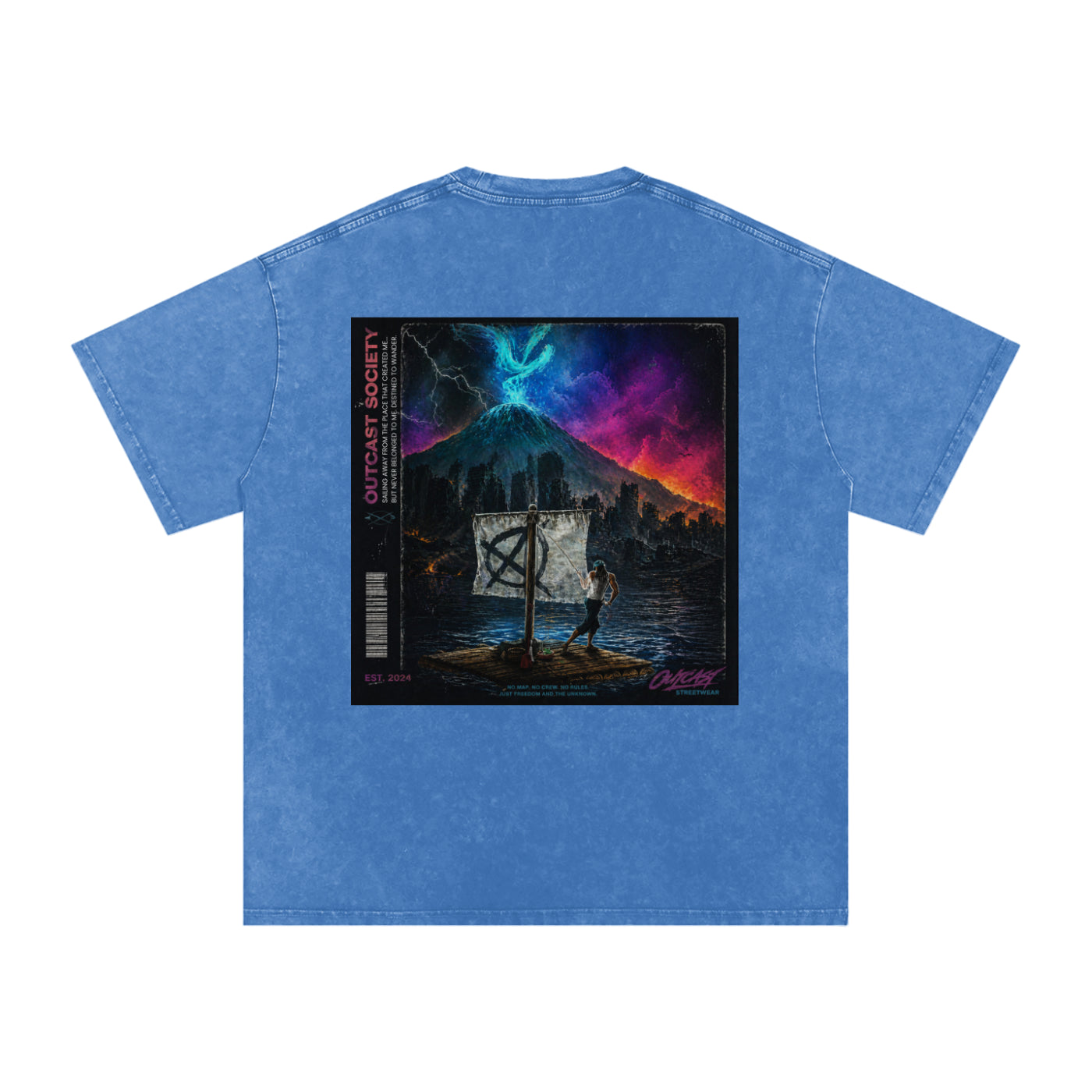 "Outcast Society" Snow Washed Oversized Cotton T-Shirt