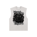 "Masterminds" Raw Edge Cotton Tank Top - White - (Baltimore)
