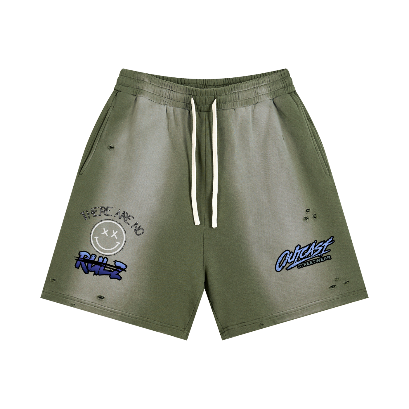 "Outcast Society" Sun Fade Distressed Shorts (Purple)