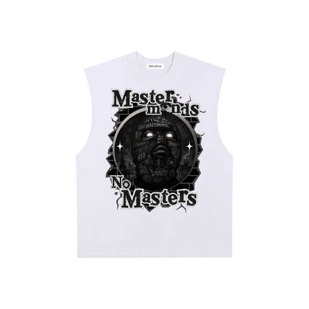 "Mastermind" Raw Edge Cotton Tank Top - Black (Baltimore)