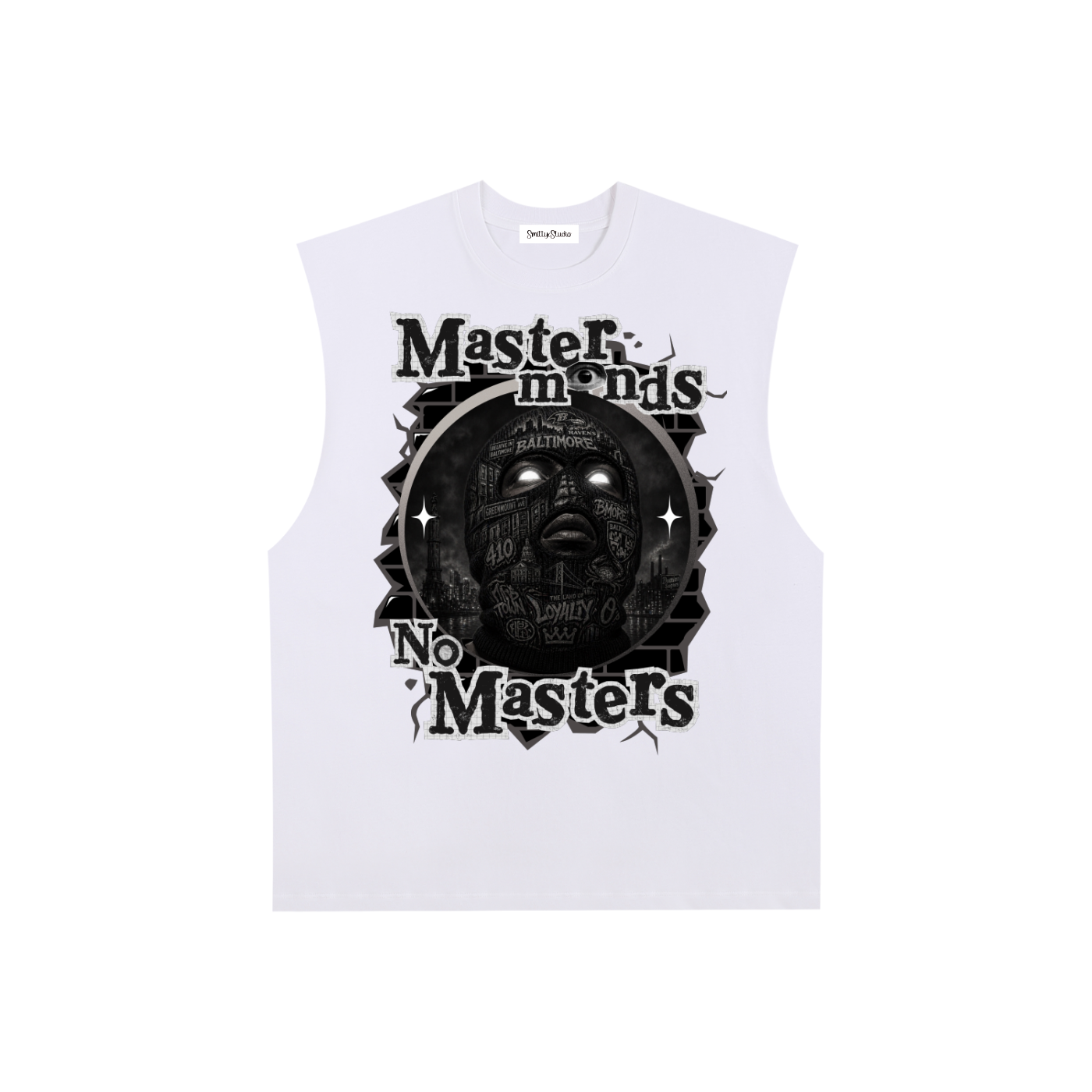 "Mastermind" Raw Edge Cotton Tank Top - Black (Baltimore)