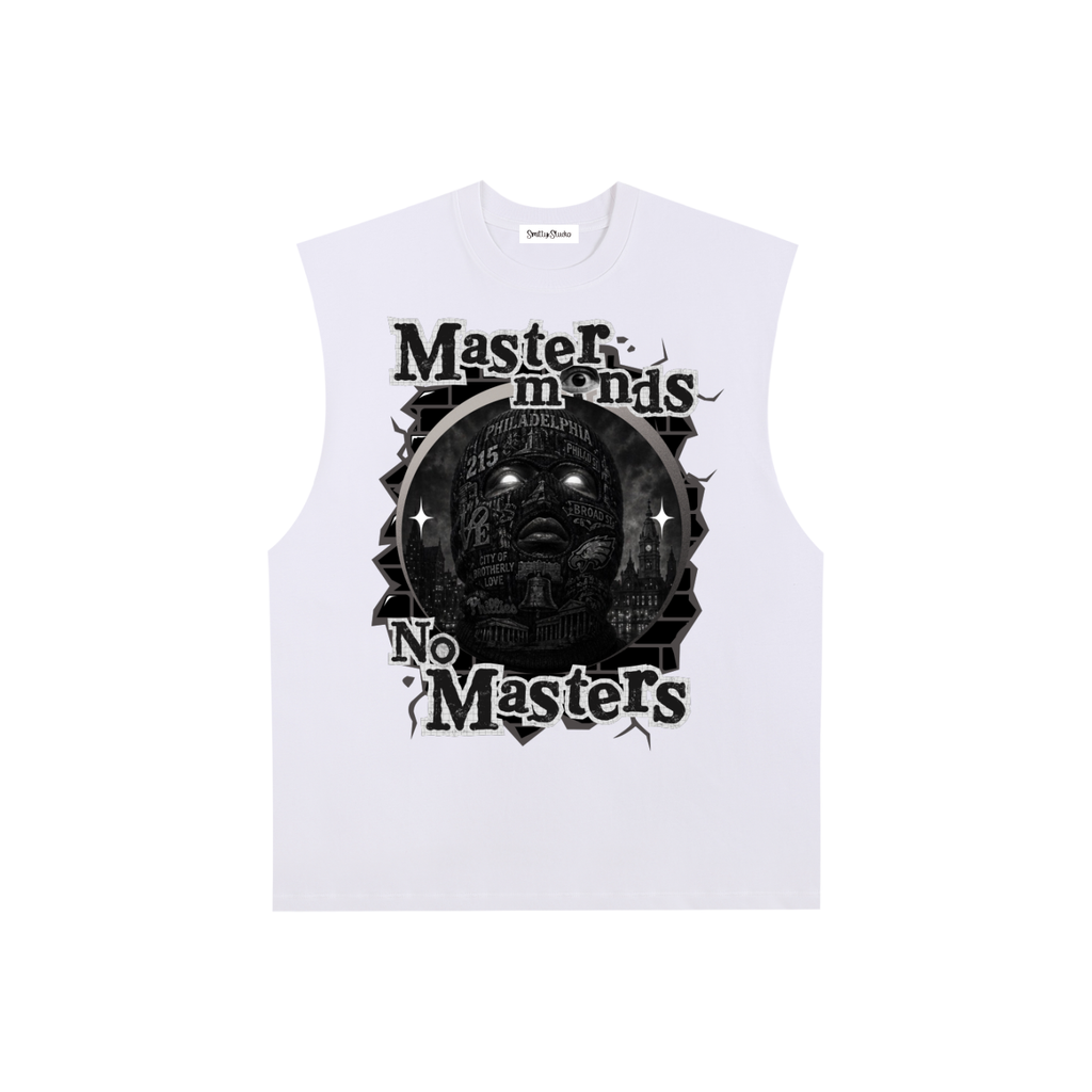 Philadelphia "Masterminds" Raw Edge Cotton Tank Top (Black Print)