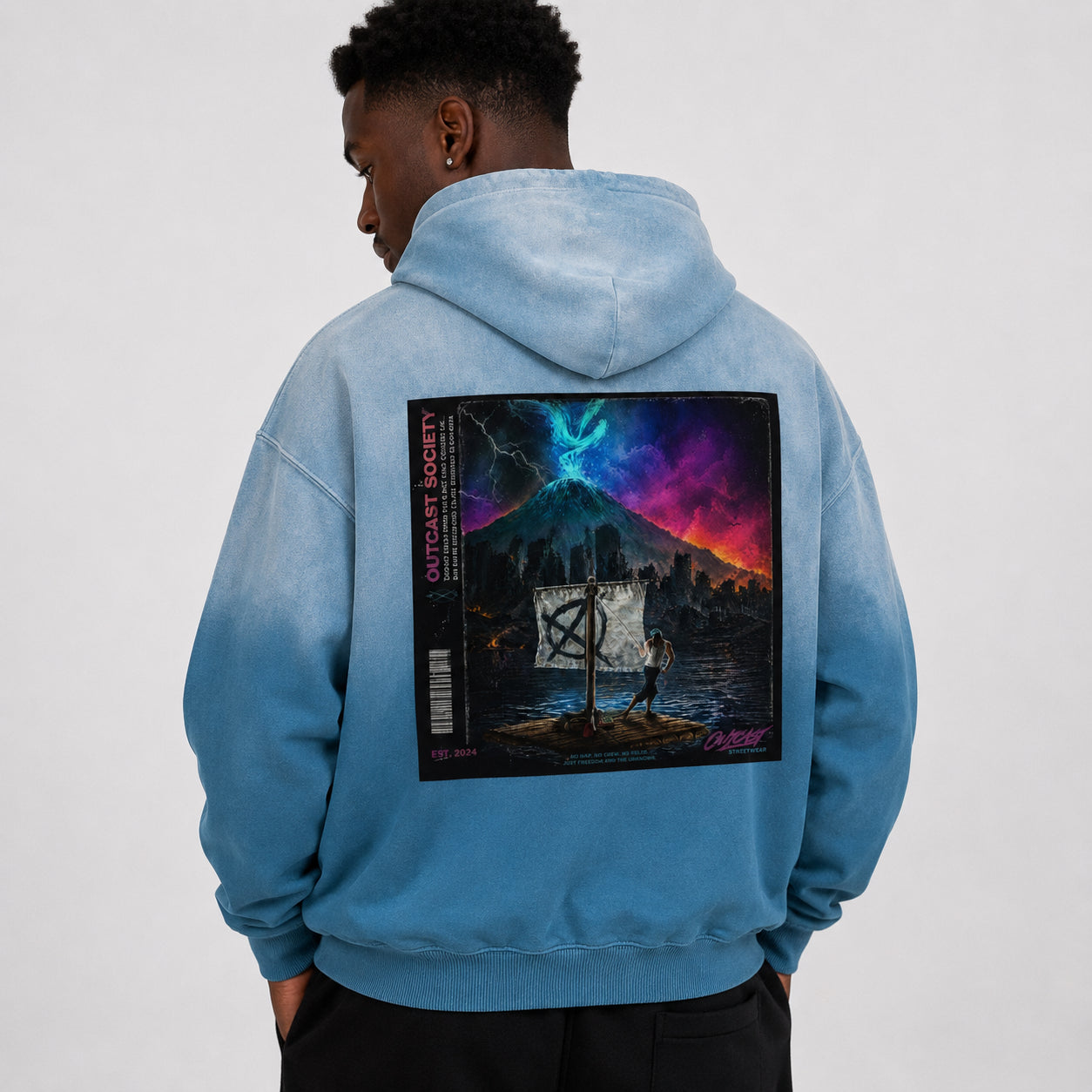 "Outcast Society" Heavyweight Sunfade Oversized Hoodie
