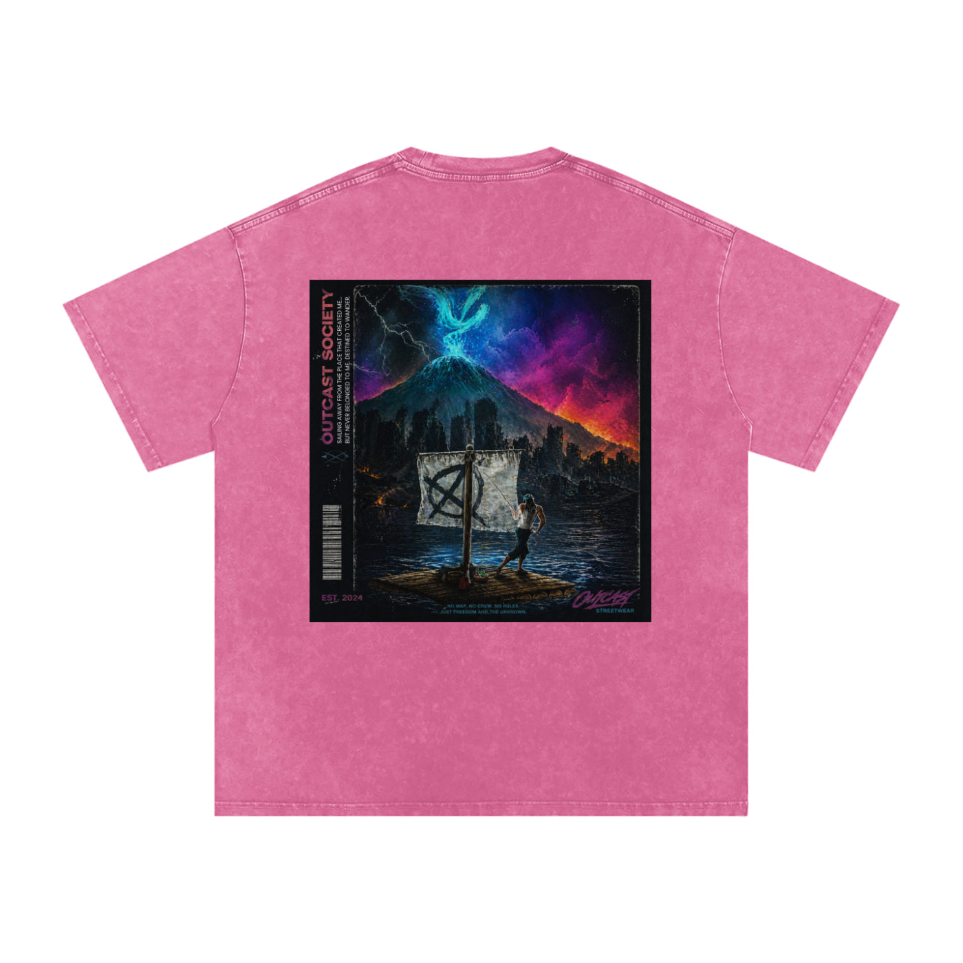 "Outcast Society" Snow Washed Oversized Cotton T-Shirt